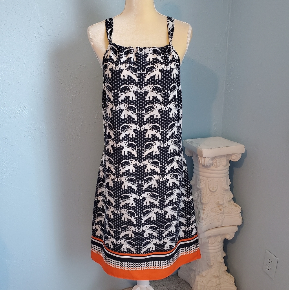 Crown & Ivy Navy elephant shift halter dress A71